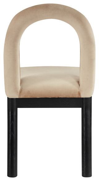 Conrad Upholstered Dining Chair, Beige, Velvet, Black Finish