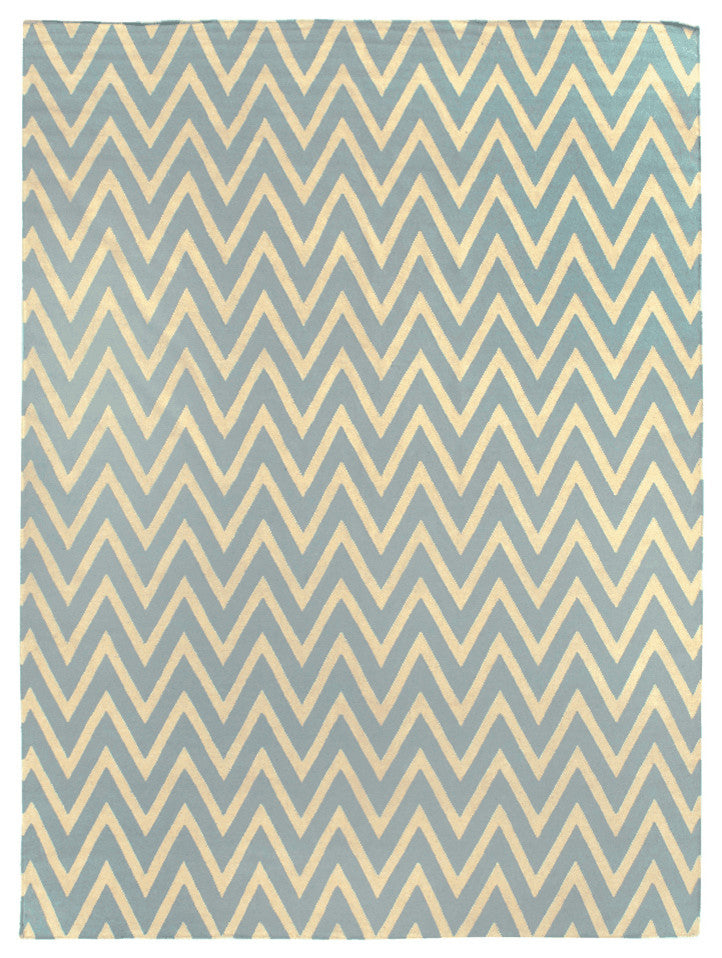 Corina Chevron Dhurrie Rug, Turquoise, 5''x8''