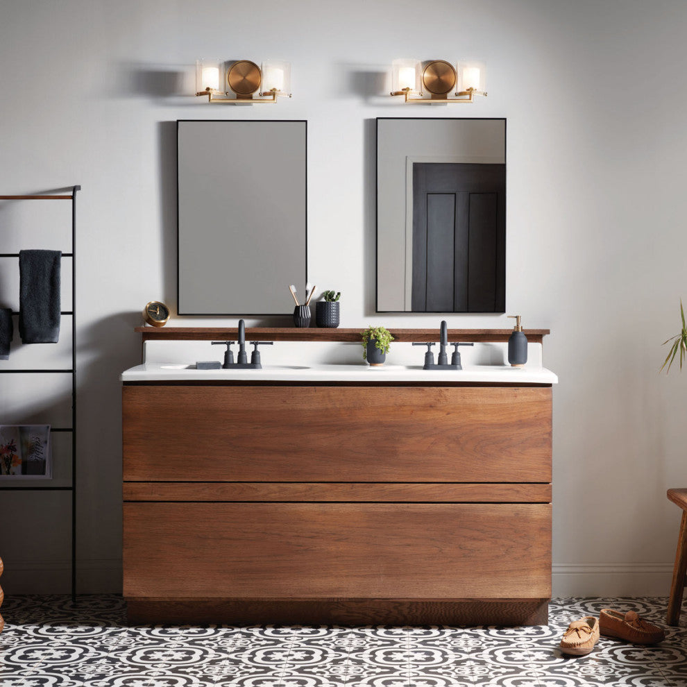 Hinkley Rixon Small Two Light Vanity, Heritage Brass