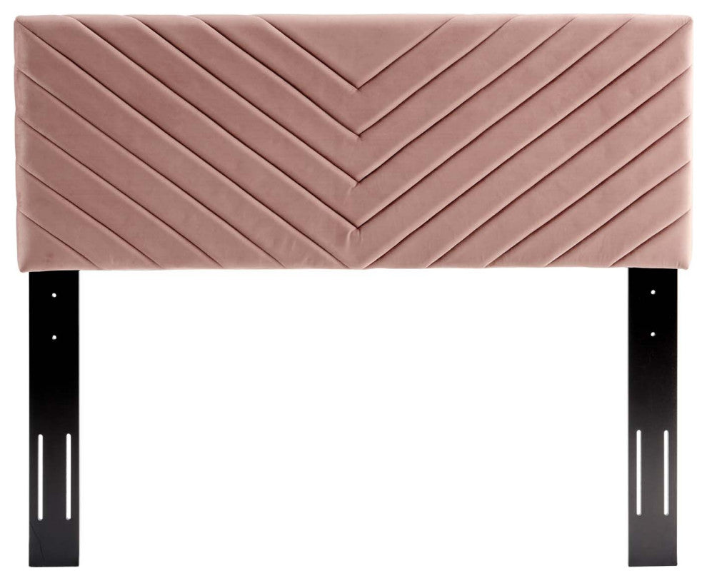 Alyson Angular Channel Tufted Performance Velvet Twin Headboard-Dusty Rose