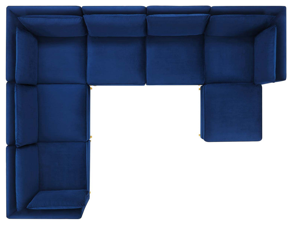 Sectional Sofa Set, Velvet, Blue Navy, Modern, Living Lounge Hotel Hospitality