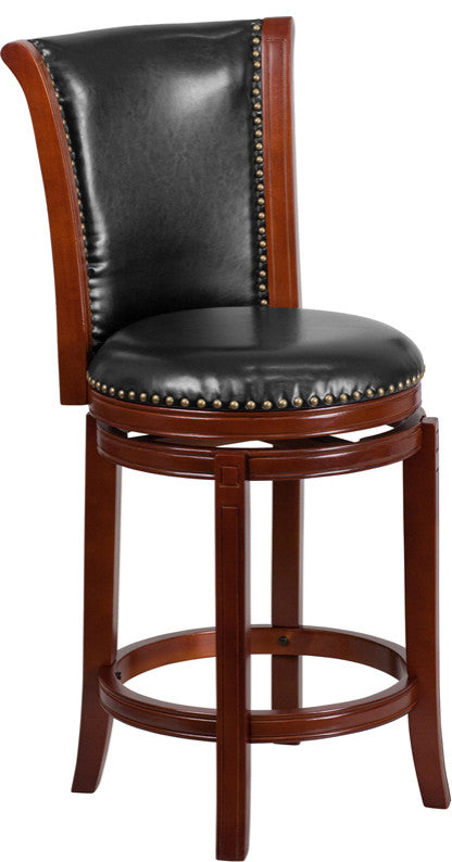 26" Dark Chestnut Wood Stool