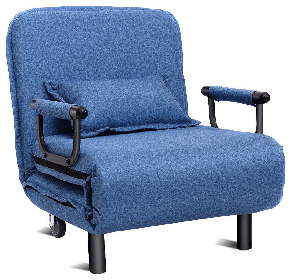 Costway Convertible Sofa Folding Arm Chair Sleeper Recliner Lounge Couch