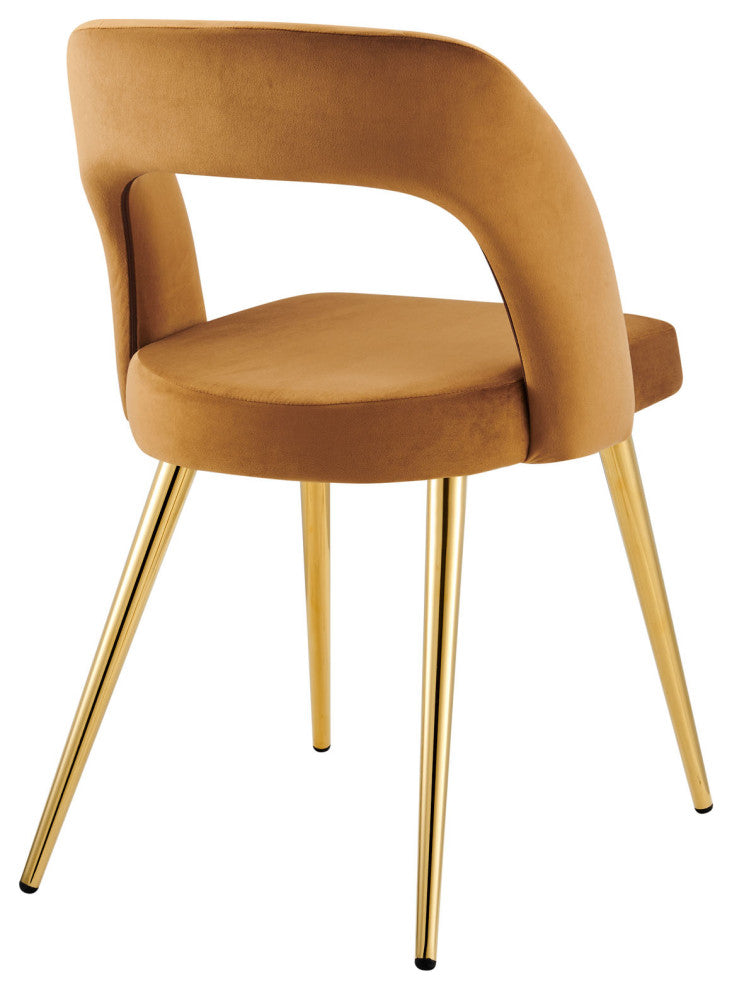 Marciano Performance Velvet Dining Chair Set of 2 Gold Cognac -6030