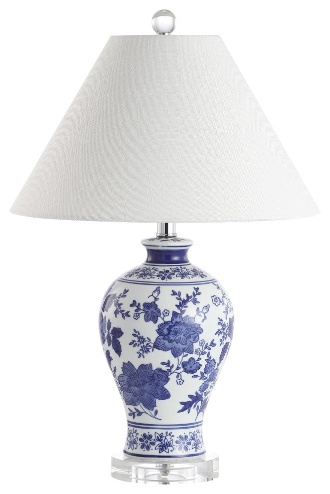 Song 21.5" Ceramic Chinoiserie Floral LED Table Lamp, Blue by JONATHAN  Y