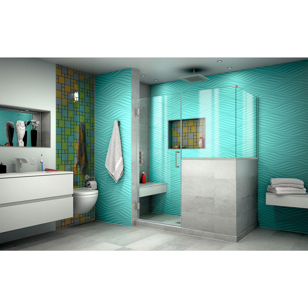 Unidoor Plus 60"x36.375"x72" Shower Enclosure, Brushed Nickel