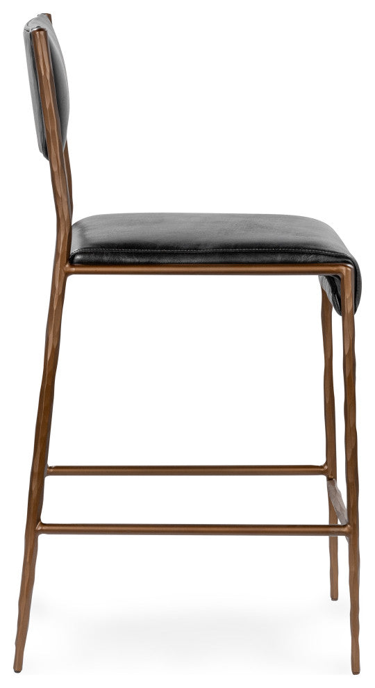 Kayne Leather Counter Stool by Kosas Home , Black