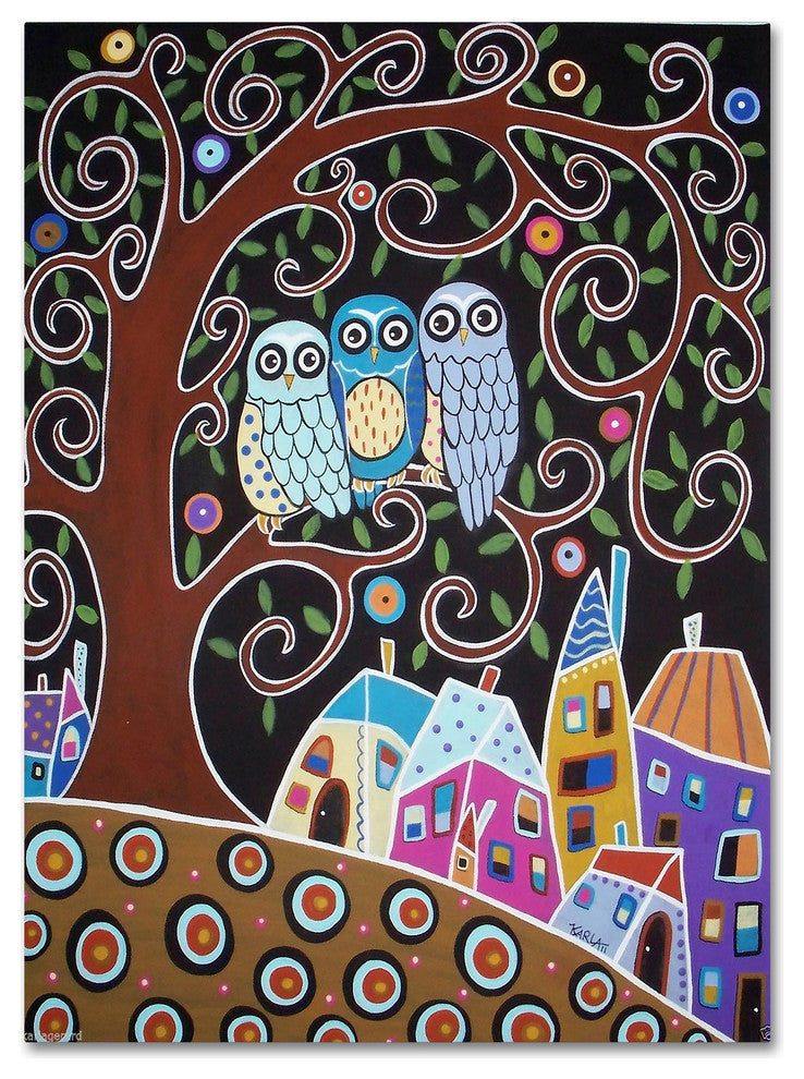 Karla Gerard 'Three Owls' Canvas Art, 14" x 19"