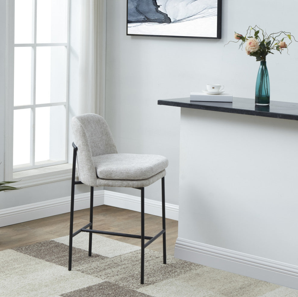 Safavieh Couture Tamarie Chenille Counter Stool, Light Grey/Black