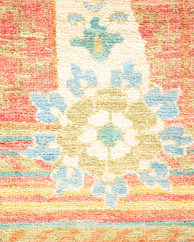 Eclectic, One-of-a-Kind Hand-Knotted Area Rug Green, 4'4"x9'10"