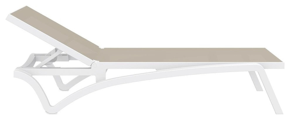 Compamia Pacific Sling Set of 2 Chaise Lounge With White Frame, Taupe