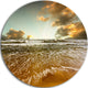 Brown Tinged Beach And Cloudy Sky, Seashore Round Metal Wall Art, 36"