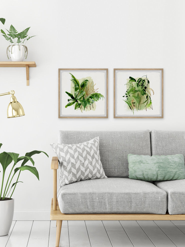 Glowing Greens Diptych, 2-Piece Set, 12x12 Panels