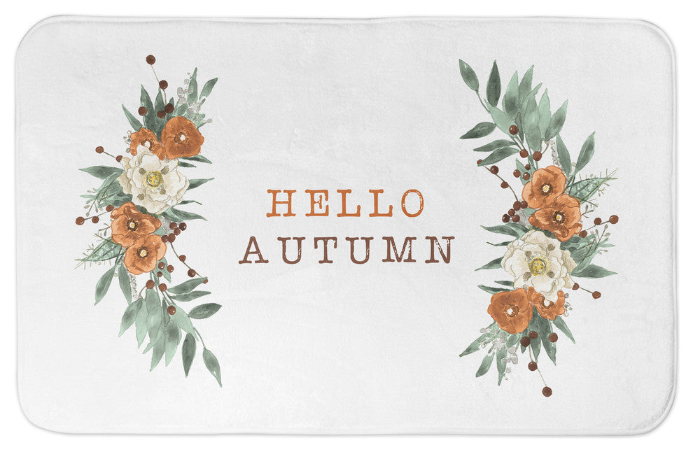 Hello Autumn Fall Floral 34x21 Bath Mat