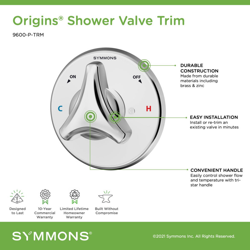 Origins Single Handle Wall Mounted Shower Valve Trim Kit (Valve Not Included)
