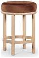 Monette Upholstered Bar and Counter Stool, Cognac, Velvet, Natural Finish