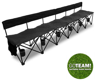 GoTEAM! Pro 6 Seat Portable Folding Team Bench - Black