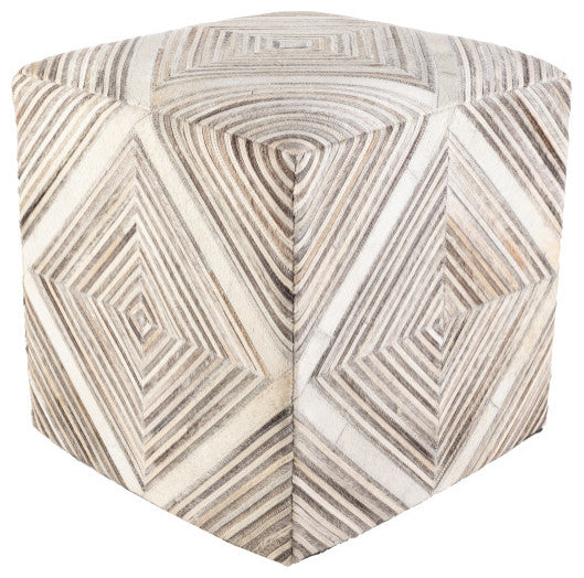 Surya Zander Medium Gray, Taupe Ottoman 18"Hx18"Wx18"D
