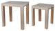 Benzara BM284914 Side End Tables, Faux Leather Upholstered, 2-Piece Set, Beige