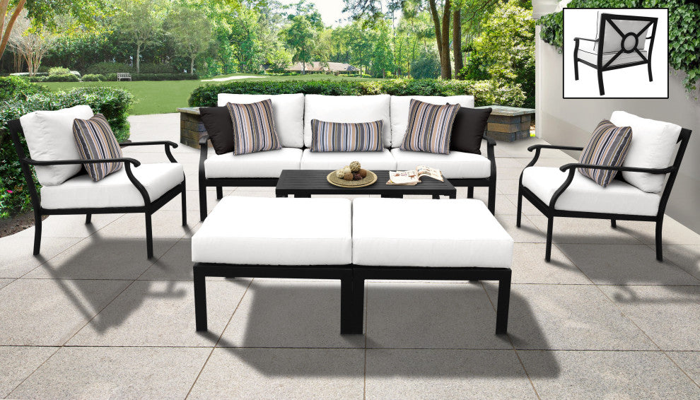 kathy ireland Madison Ave. 8 Piece Aluminum Patio Furniture Set 08c, Alabaster