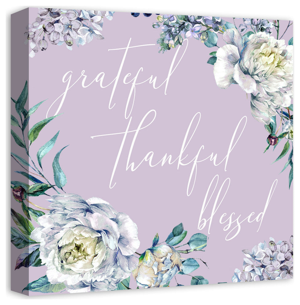 Grateful Peonies Lilac 16x16 Canvas Wall Art