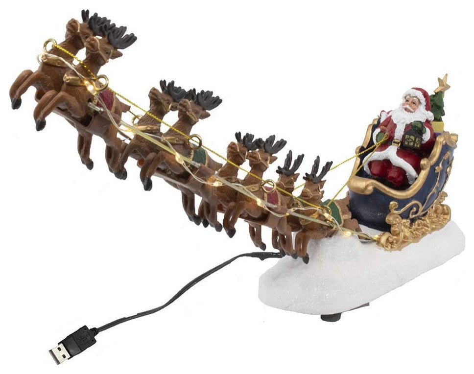 Kurt Adler 7" Battery-Operated LED Santa with Sleigh Table Piece