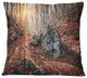 Rocky Red Autumn Forest Landscape Photography Throw Pillow, 18"x18"