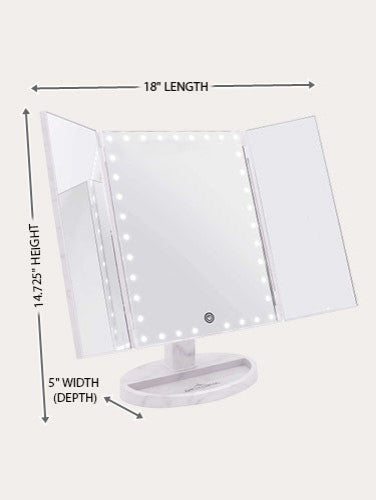Touch Trifold XL Dimmable LED Makeup Mirror, White