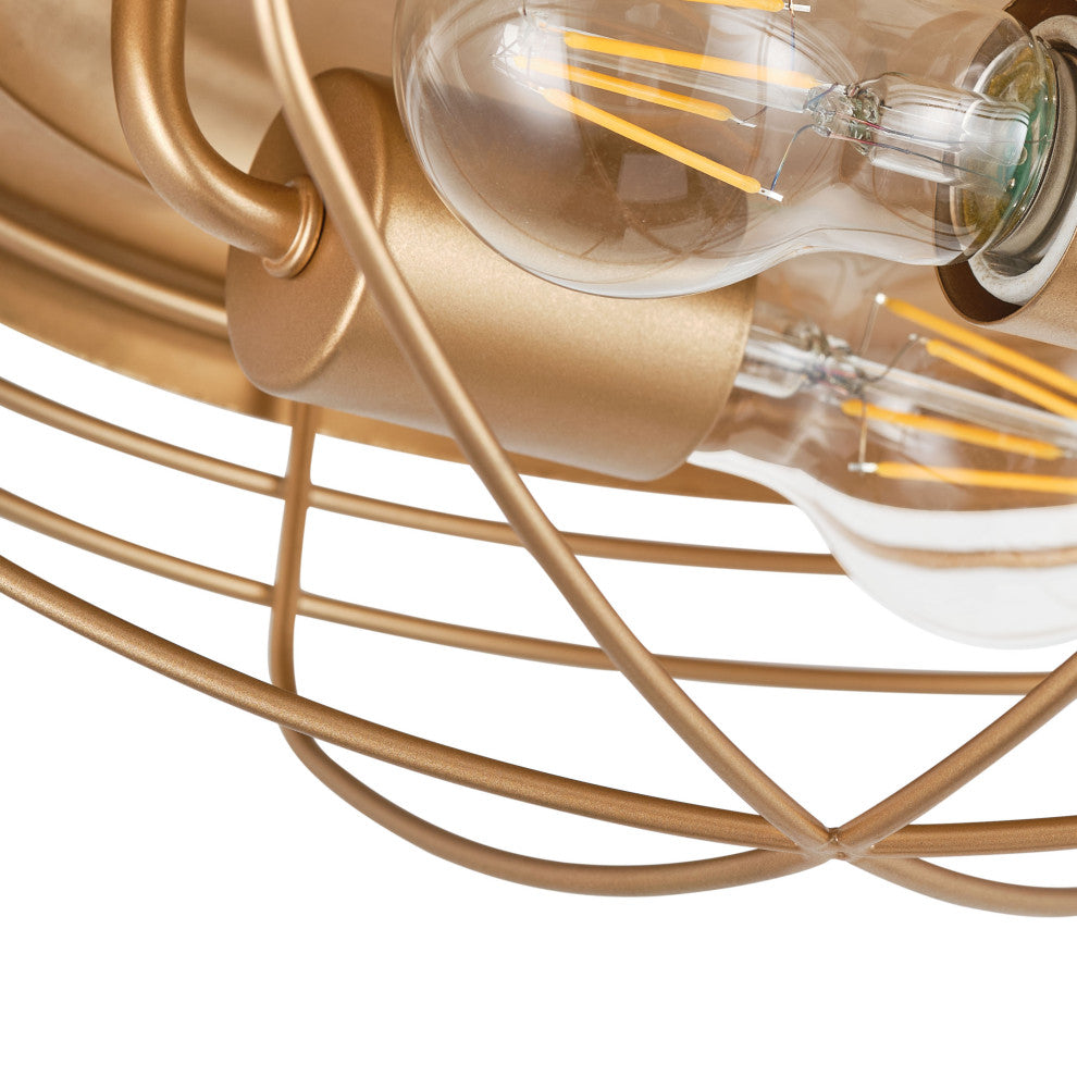 Vintage Retro Charm 2-Light Metal Frame Flush Mount Ceiling Lamp