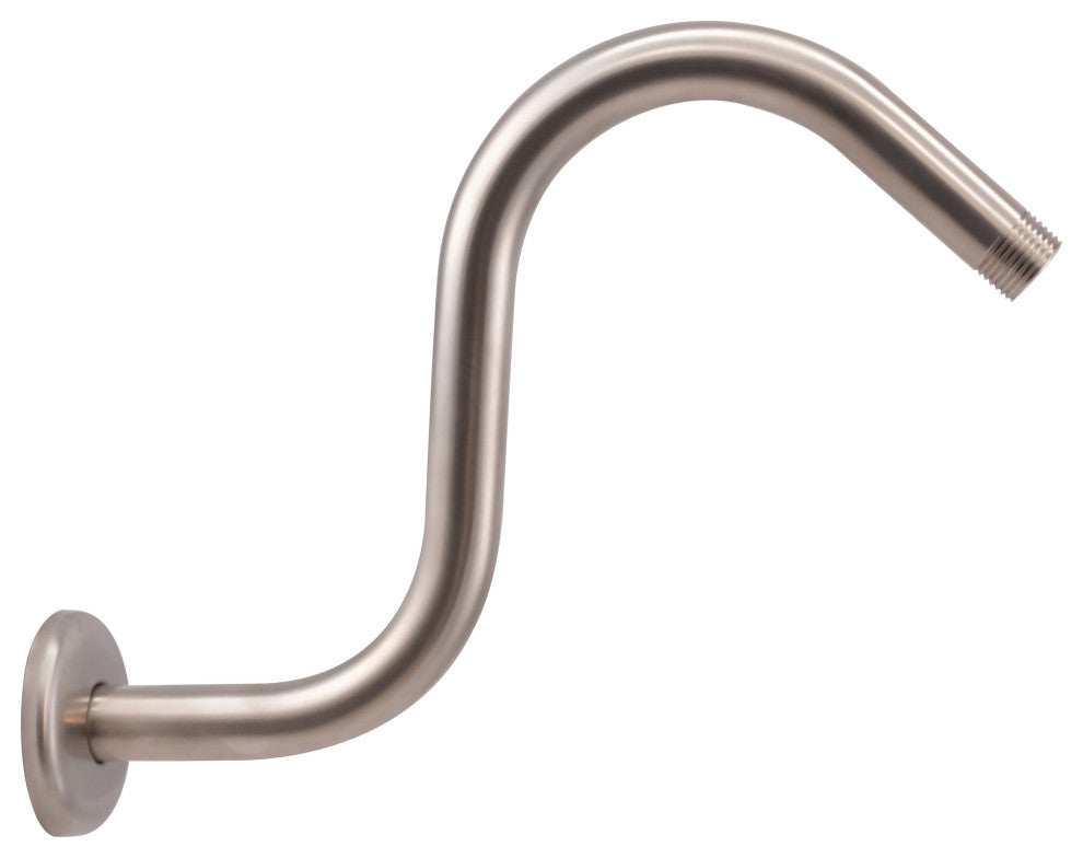 8" S-Shaped Shower Arm And Flange, Satin Nickel