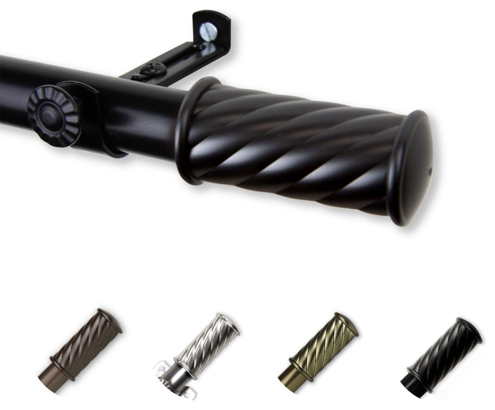 Grip Curtain Rod, Black, 18-28"
