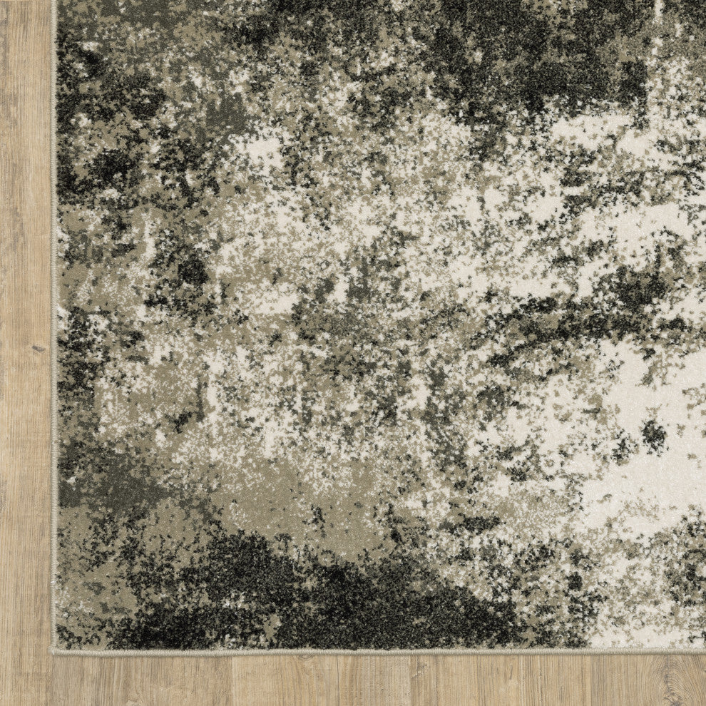 Vander Casual Abstract Power-Loomed Area Rug, Charcoal/Beige, 9'10"x12'10"