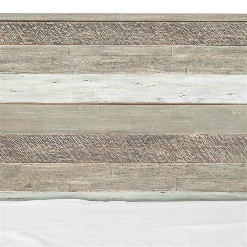 Armen Living Bridges 89"Modern Wood Queen Platform Bed in Natural/Gray