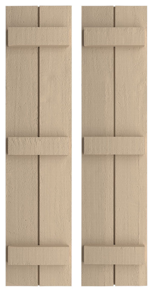Rustic 2 Board Joined B-N-B Faux Wood Shutters, Rough Cedar, 11x74"
