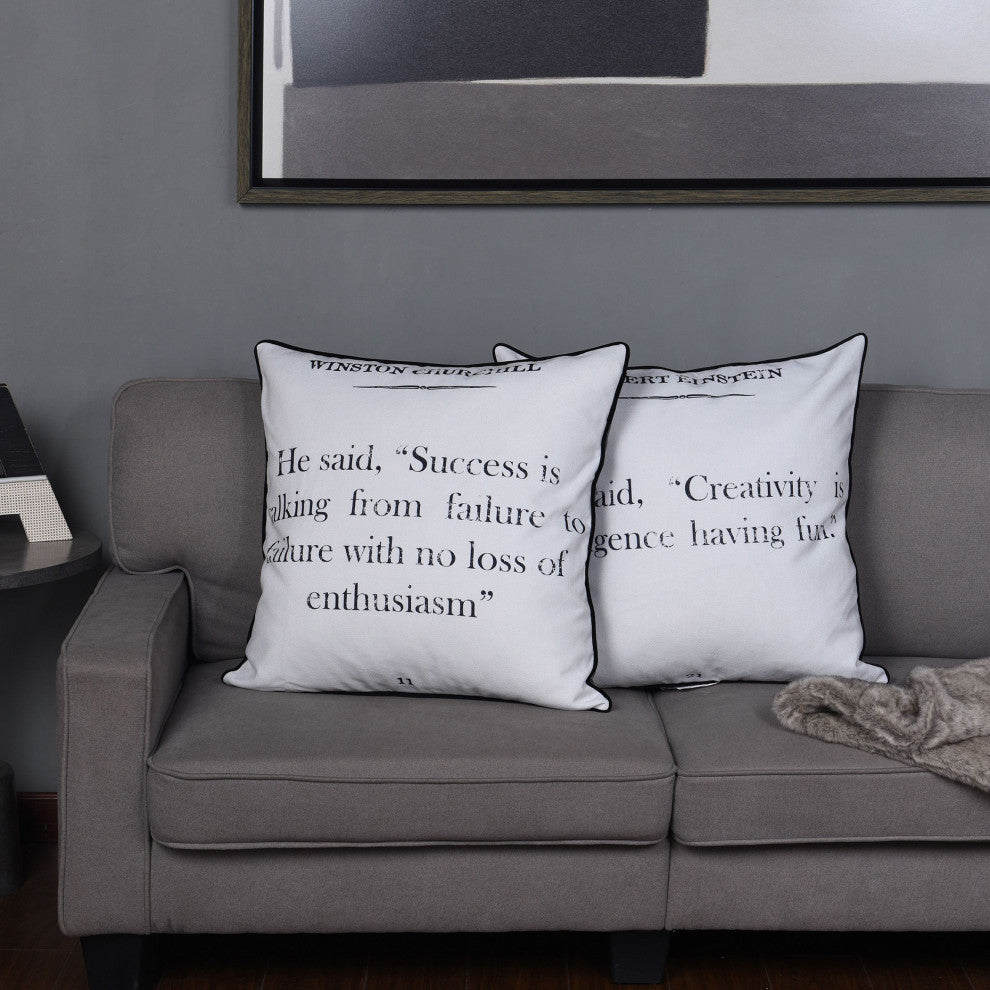 Dann Foley Double Sided Pillow Churchill Quote Gray Velvet 24" X 24"