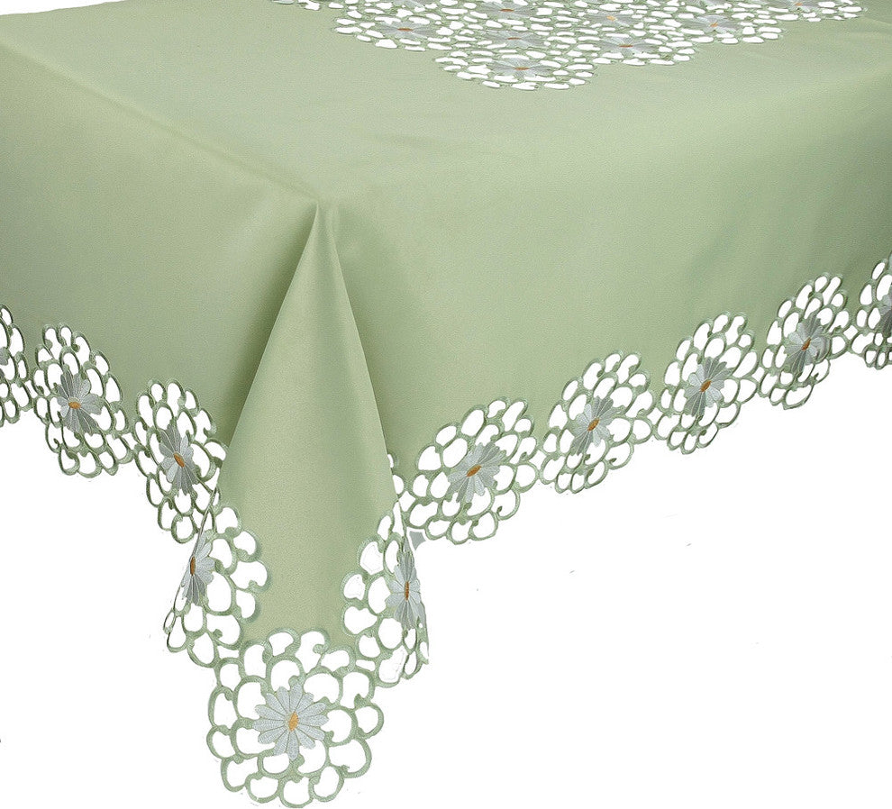 Daisy Splendor Tablecloth, 70"x90", Green