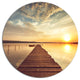 Sea Pier Under Beautiful Cloudscape, Modern Bridge Round Wall Art, 23"