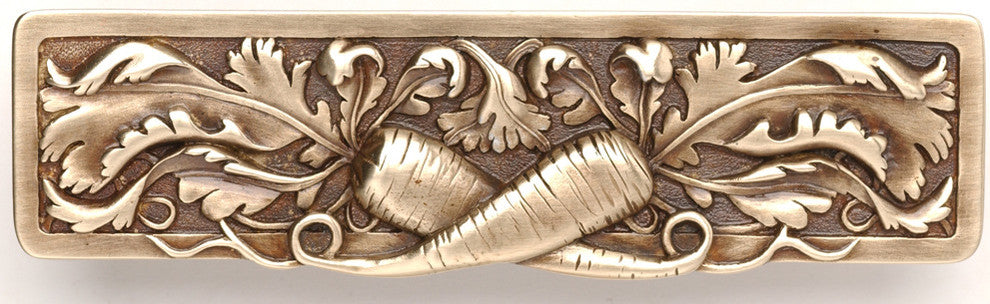 Leafy Carrot Pull Antique Brass, Antique Brass