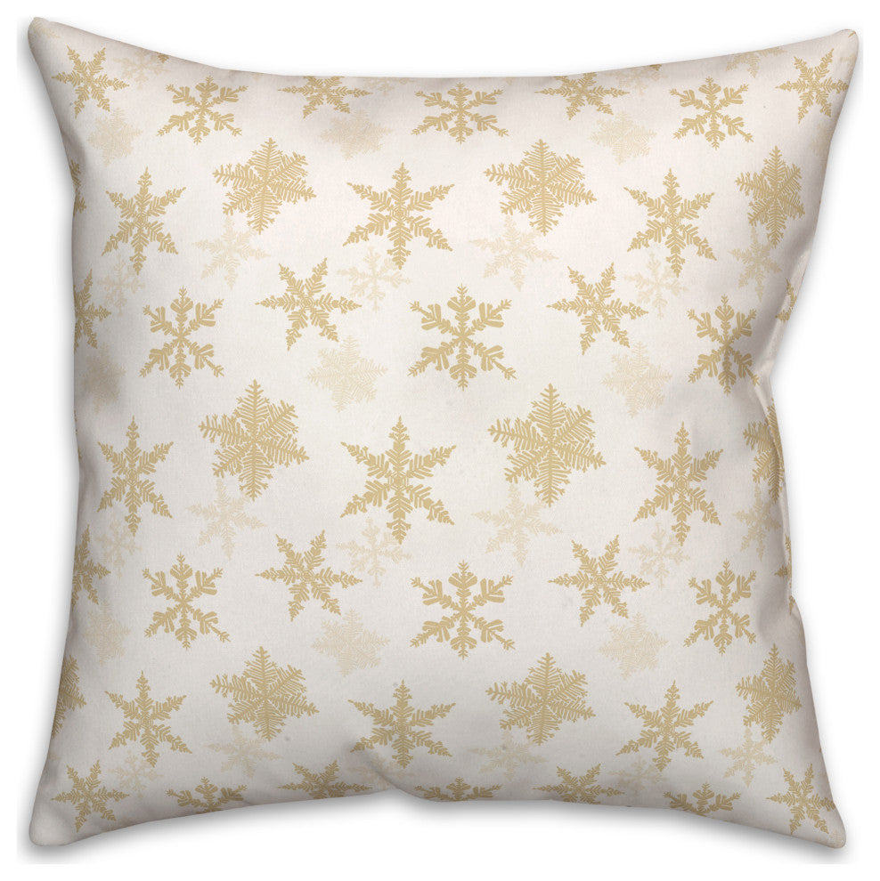 Cream Snowflakes 7 18x18 Spun Poly Pillow