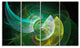 Green Mystic Psychedelic Texture, Abstract Art on Canvas, 48"x28", 4 Panels