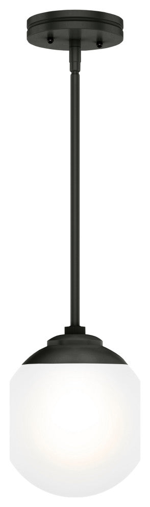 Hepburn Matte Black, Cased White Glass 1 Light Mini Pendant Ceiling