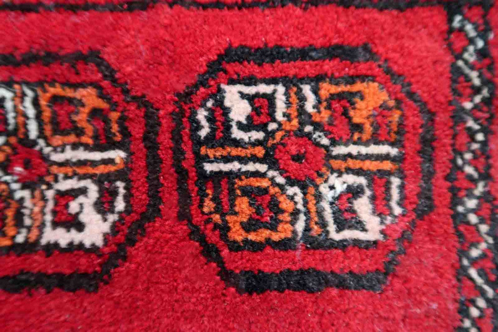 Handmade Vintage Afghan Ersari Mat 0.7'x0.9', 24cmx30cm, 1970s