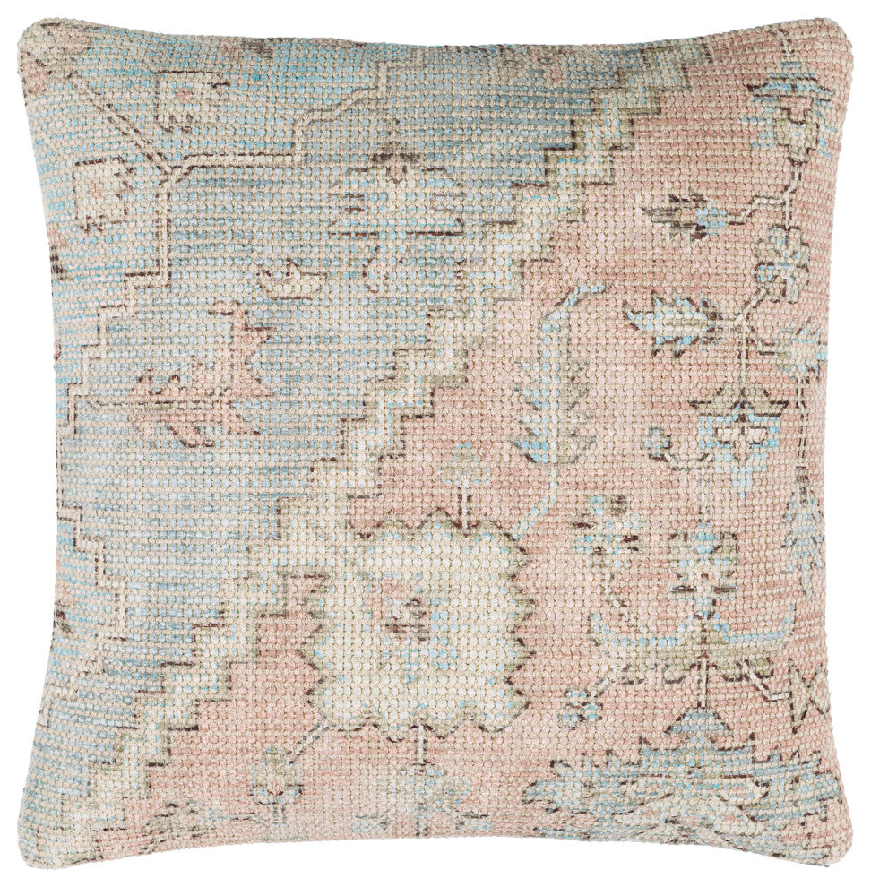 Surya Samsun Pillow Shell With Polyester Insert 20"H X 20"W - Cream, Dusty Pink