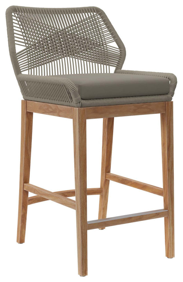 Wellspring Outdoor Patio Teak Wood Bar Stool