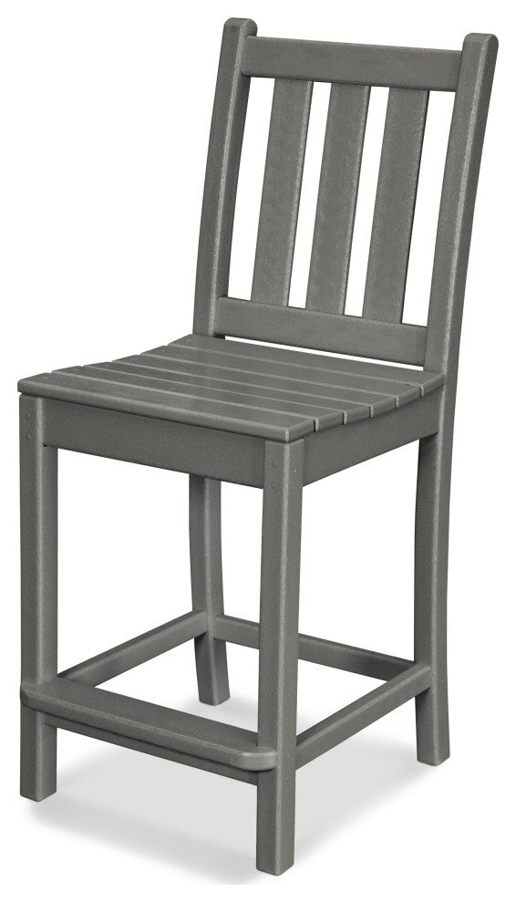 Polywood Traditional Garden Counter Side Chair, Slate Gray