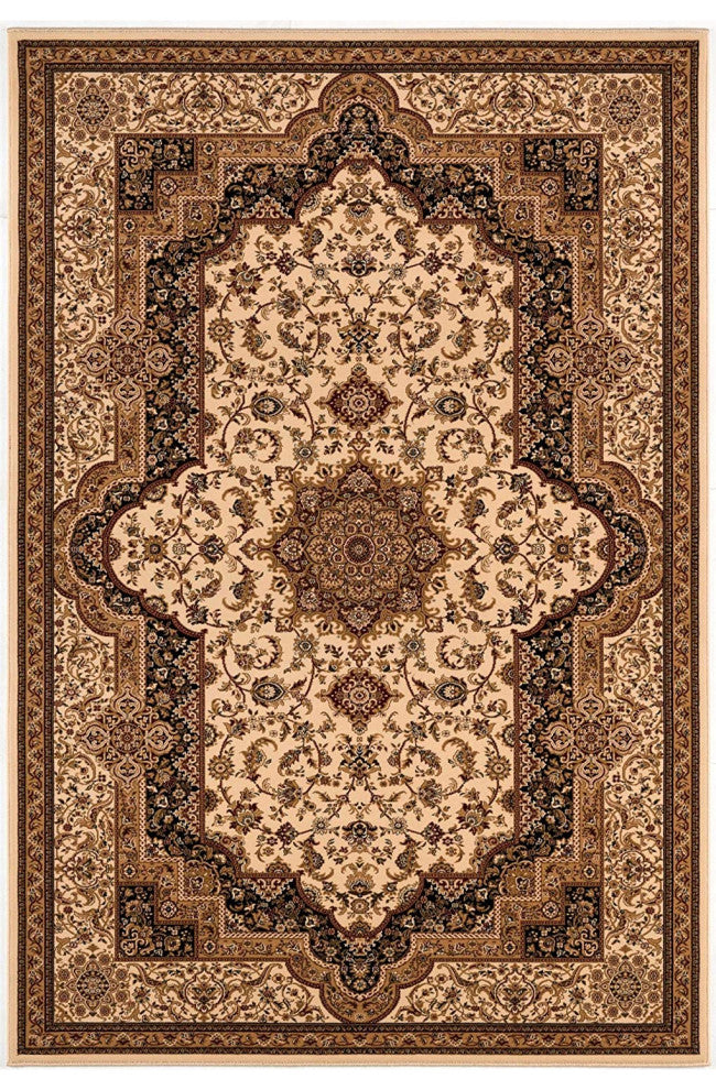 Rug Branch Traditional Persian Cream Black Indoor Area Rug - 5'x7'