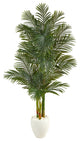 6' Golden Cane Artificial Palm Tree, White Planter