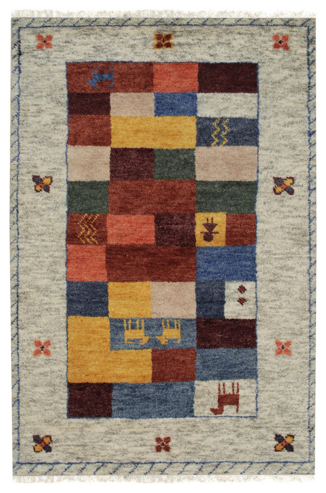 Beige Traditional Geometric Modern Knot Area Rug