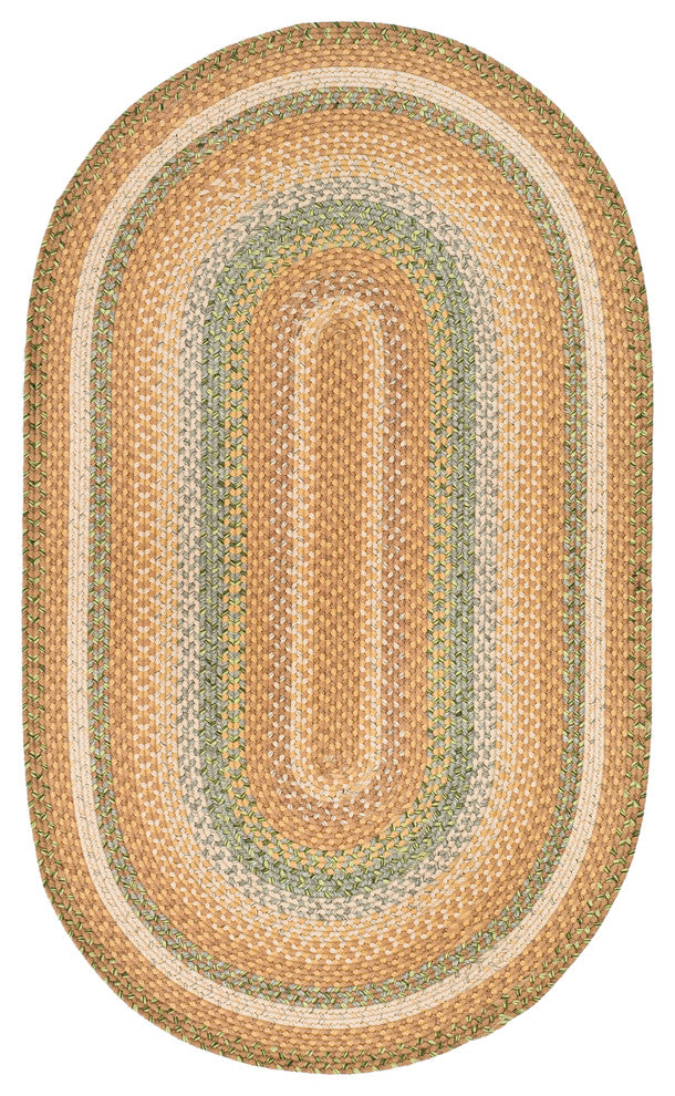 Safavieh Braided Collection BRD314 Rug, Tan/Multi, 3'x5'Oval