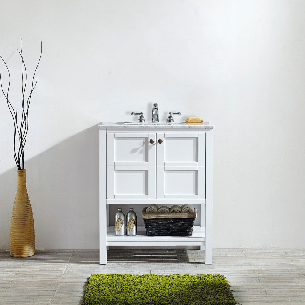 Florence 30" Single Vanity Carrara Marble, White, Without Mirror
